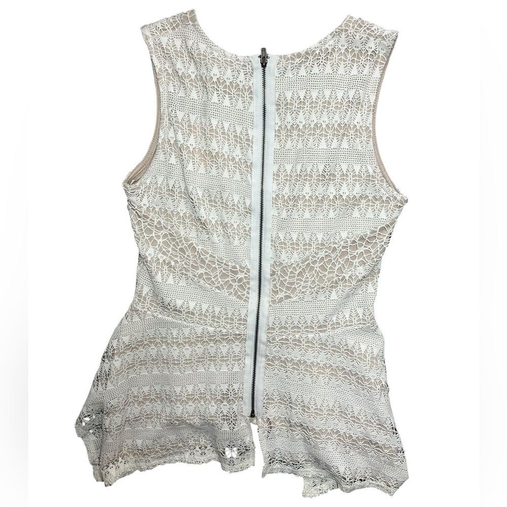 BarIII peplum lace cream ivory beige blouse size small - Picture 2 of 5